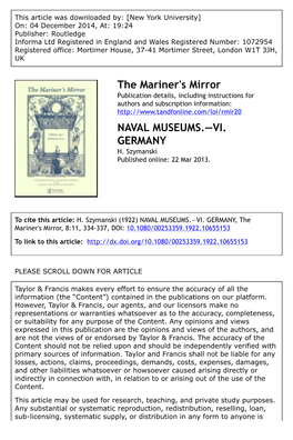 The Mariner's Mirror NAVAL MUSEUMS