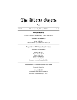 The Alberta Gazette