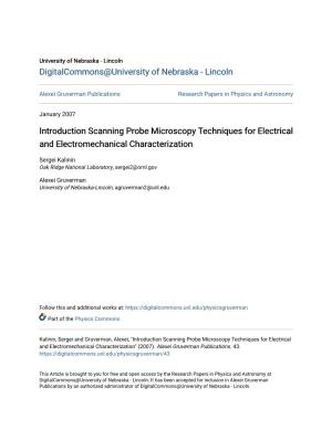 Introduction Scanning Probe Microscopy Techniques for Electrical and Electromechanical Characterization