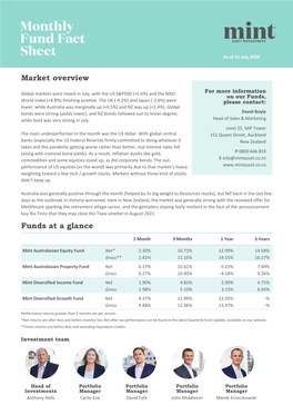 Market Overview Funds at a Glance