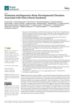 Prominent and Regressive Brain Developmental Disorders Associated with Nance-Horan Syndrome