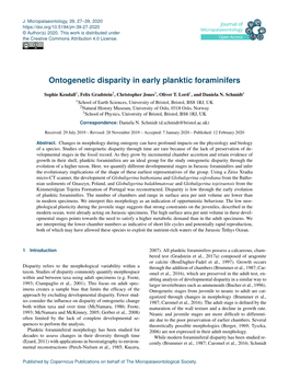 Ontogenetic Disparity in Early Planktic Foraminifers