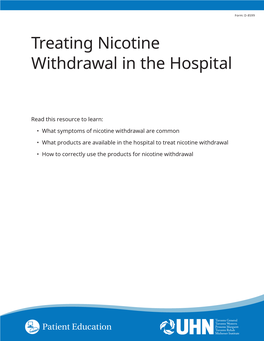 Treating Nicotine Withdrawal in the Hospital