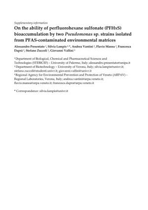 (Pfhxs) Bioaccumulation by Two Pseudomonas Sp. Strains Isolated