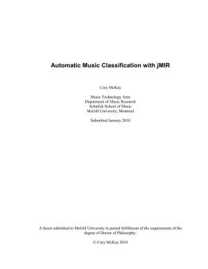Automatic Music Classification with Jmir