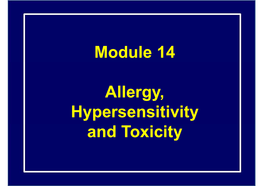 Module 14 Allergy, Hypersensitivity and Toxicity