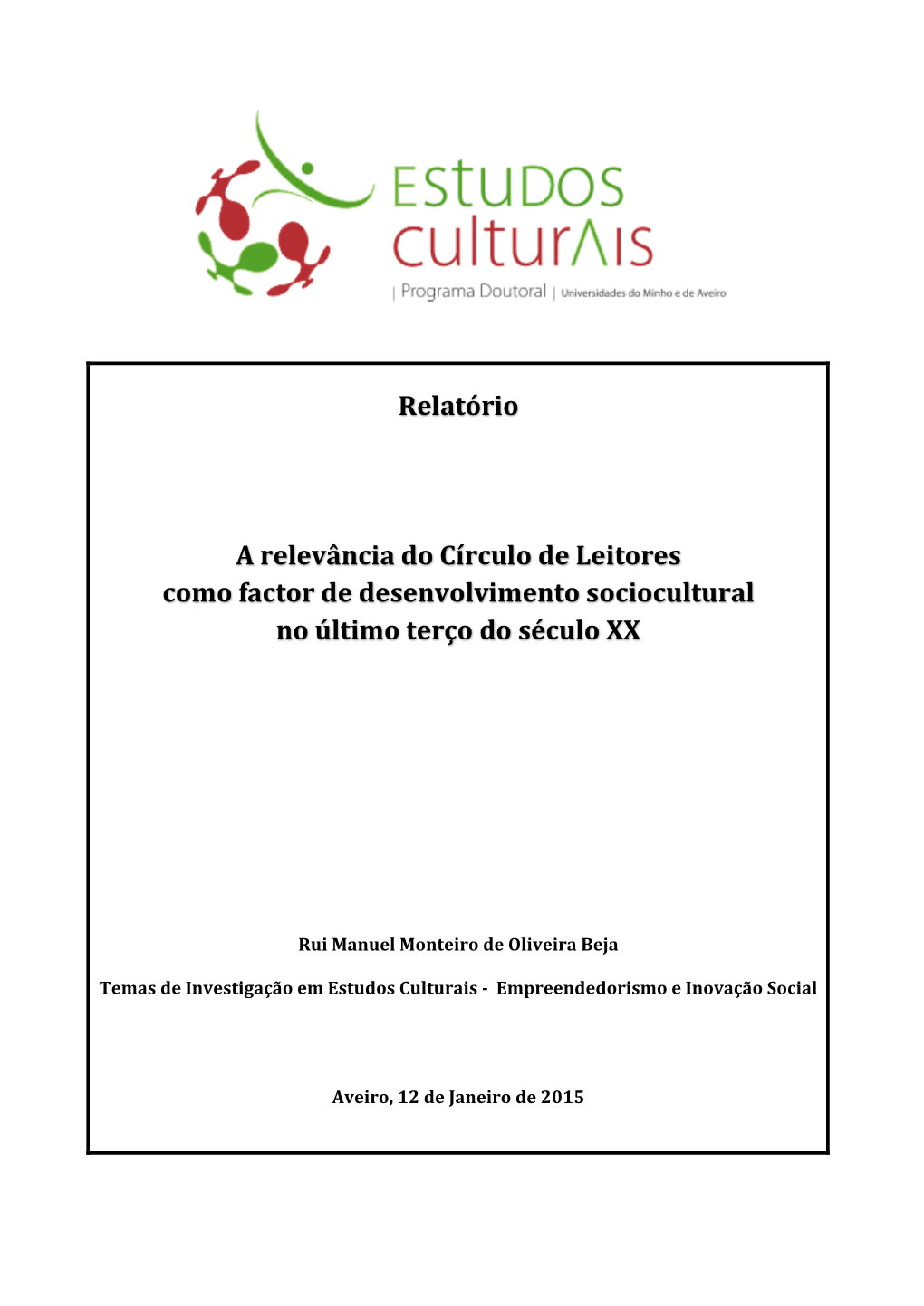 2015-01-12 Empreendedorismo E Inovação Social. RELATÓRO.Pdf