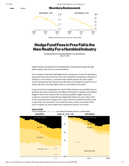 Hedge Fund Fees in Free Fall Is the New Reality for a Humbled Industry