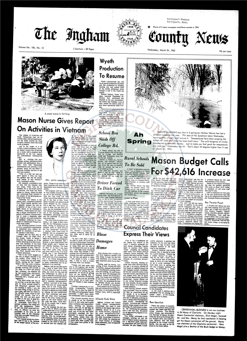 The Ingham County News, Wednesday, March 24, 1965 - Page A-5