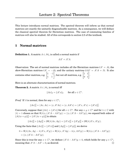 Lecture 2: Spectral Theorems
