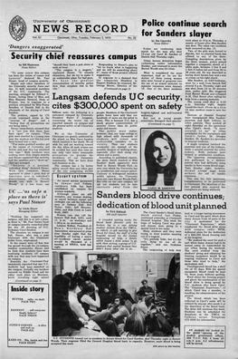 University of Cincinnati News Record. Tuesday, February 3, 1970. Vol