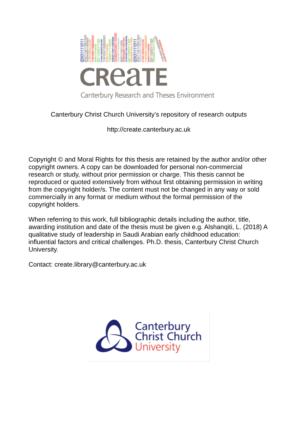 Canterbury Christ Church University's Repository of Research Outputs Http