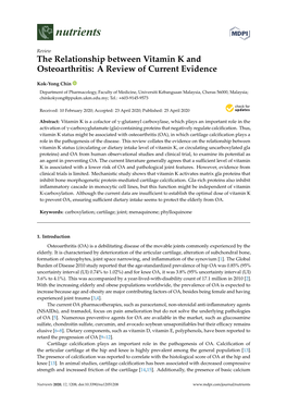 The Relationship Between Vitamin K and Osteoarthritis: a Review of Current Evidence