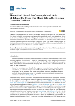 The Active Life and the Contemplative Life in St. John of the Cross: the Mixed Life in the Teresian Carmelite Tradition