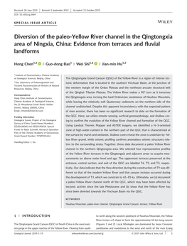 Diversion of the Paleo‐Yellow River Channel in the Qingtongxia Area of Ningxia, China: Evidence from Terraces and Fluvial Landforms