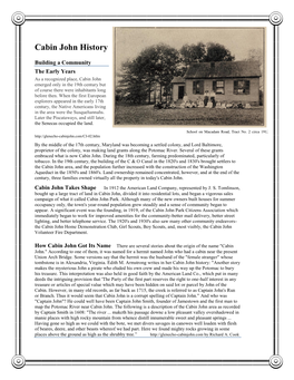 Cabin John History