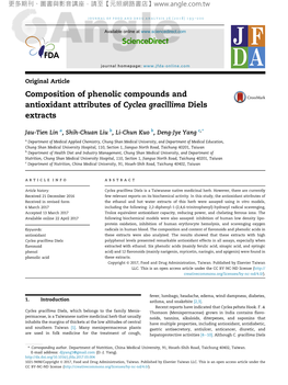 Composition of Phenolic Compounds and Antioxidant Attributes of Cyclea Gracillima Diels Extracts