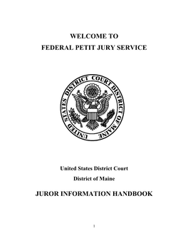 Welcome to Federal Petit Jury Service Juror