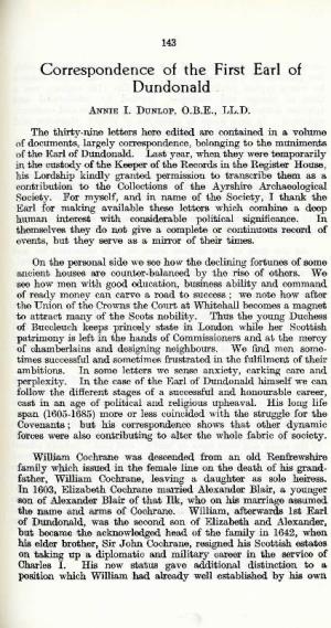 Correspondence of the First Earl of Dundonald