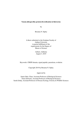 Venom Allergen-Like Protein Diversification in Flatworms By