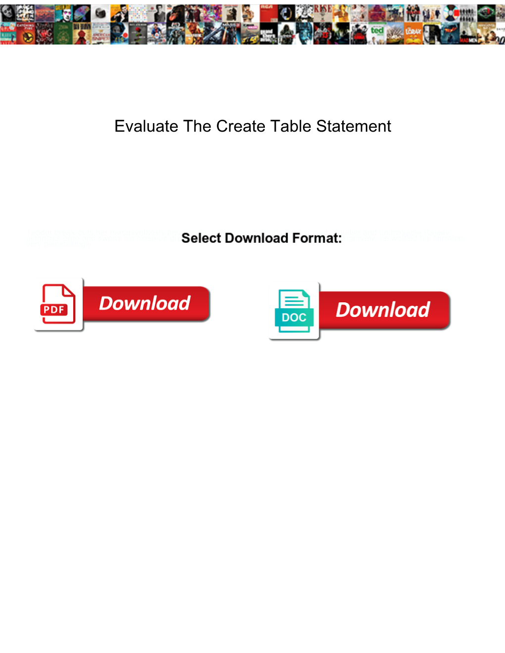 Evaluate the Create Table Statement