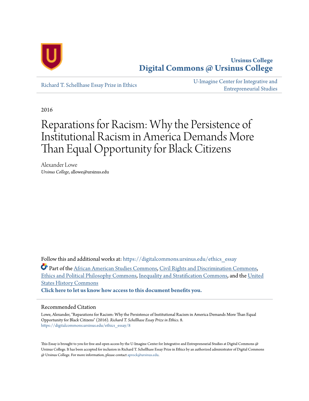 Reparations for Racism