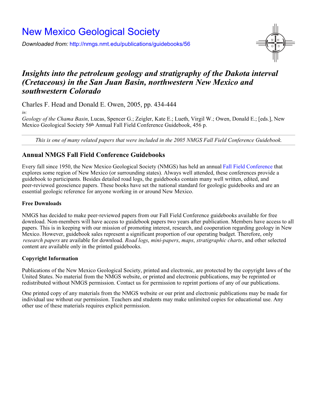 (Cretaceous) in the San Juan Basin, Northwestern New Mexico and Southwestern Colorado Charles F