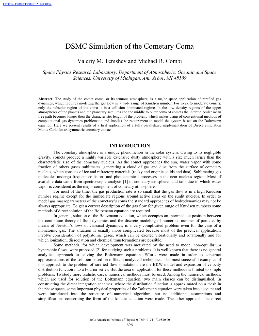 DSMC Simulation of the Cometary Coma