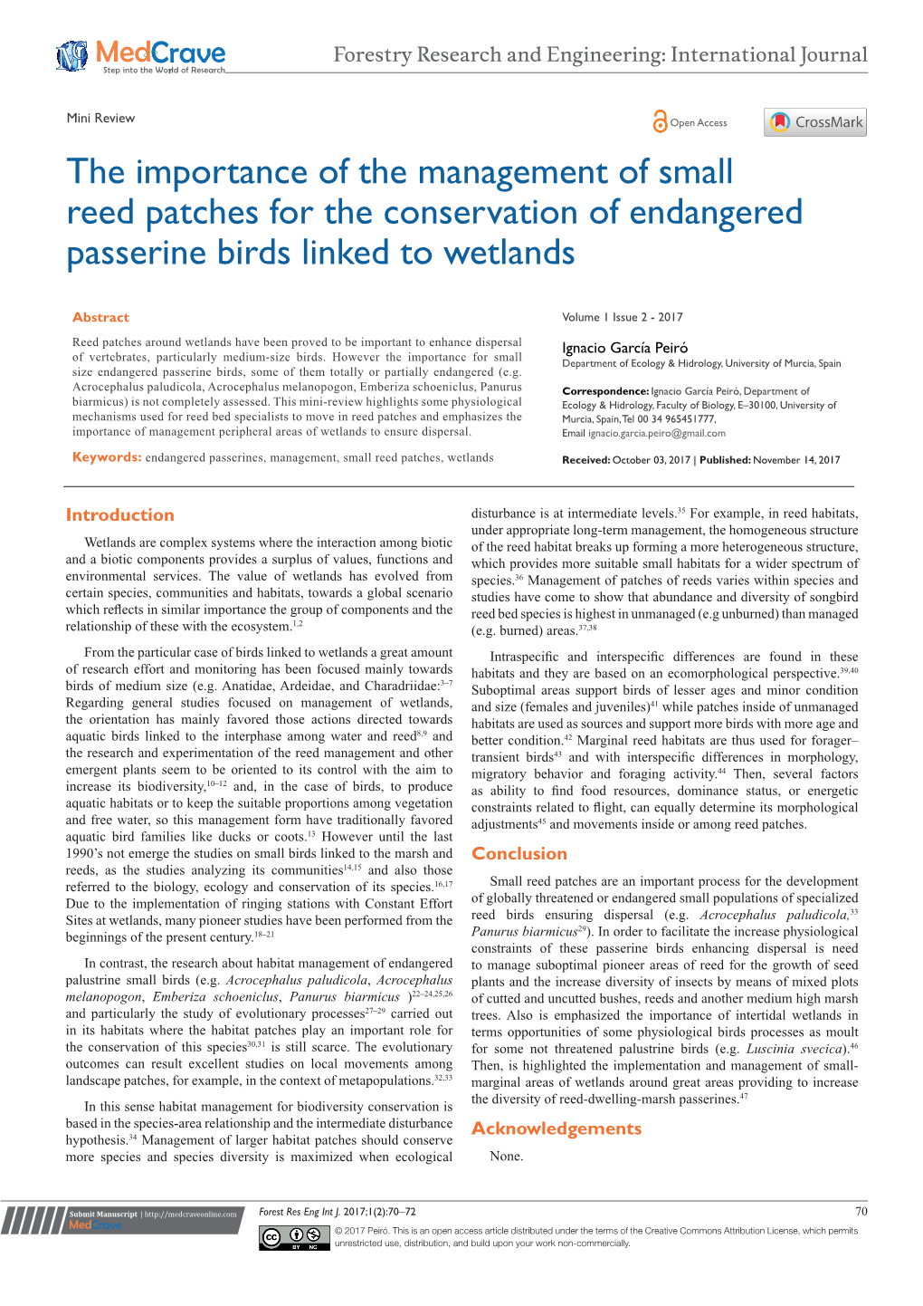 The Importance of the Management of Small Reed Patches for the Conservation of Endangered Passerine Birds Linked to Wetlands