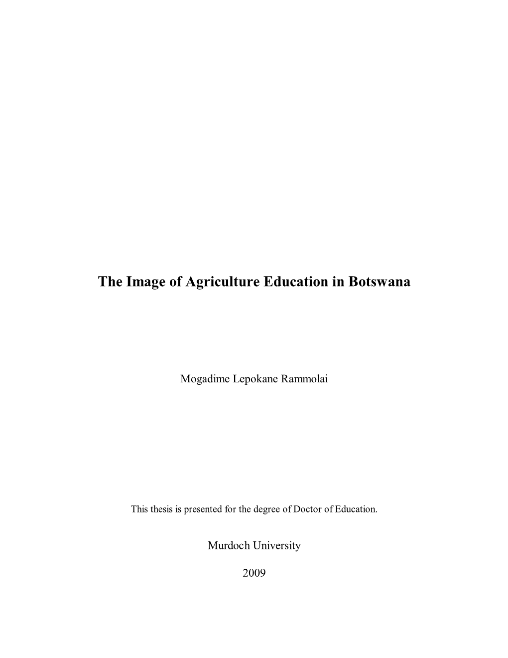 The Image of Agriculture Education in Botswana