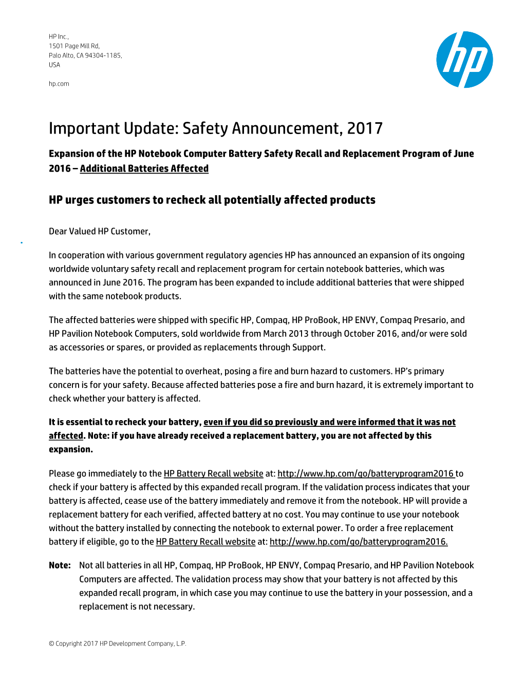 Safety Announcement, 2017
