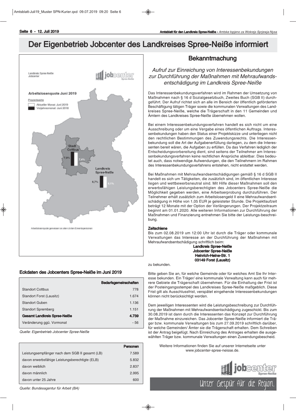 Der Eigenbetrieb Jobcenter Des Landkreises Spree-Neiße Informiert