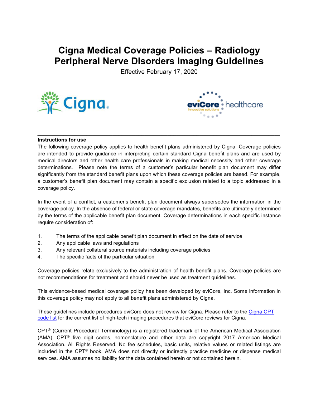 Cigna PND Guidelines