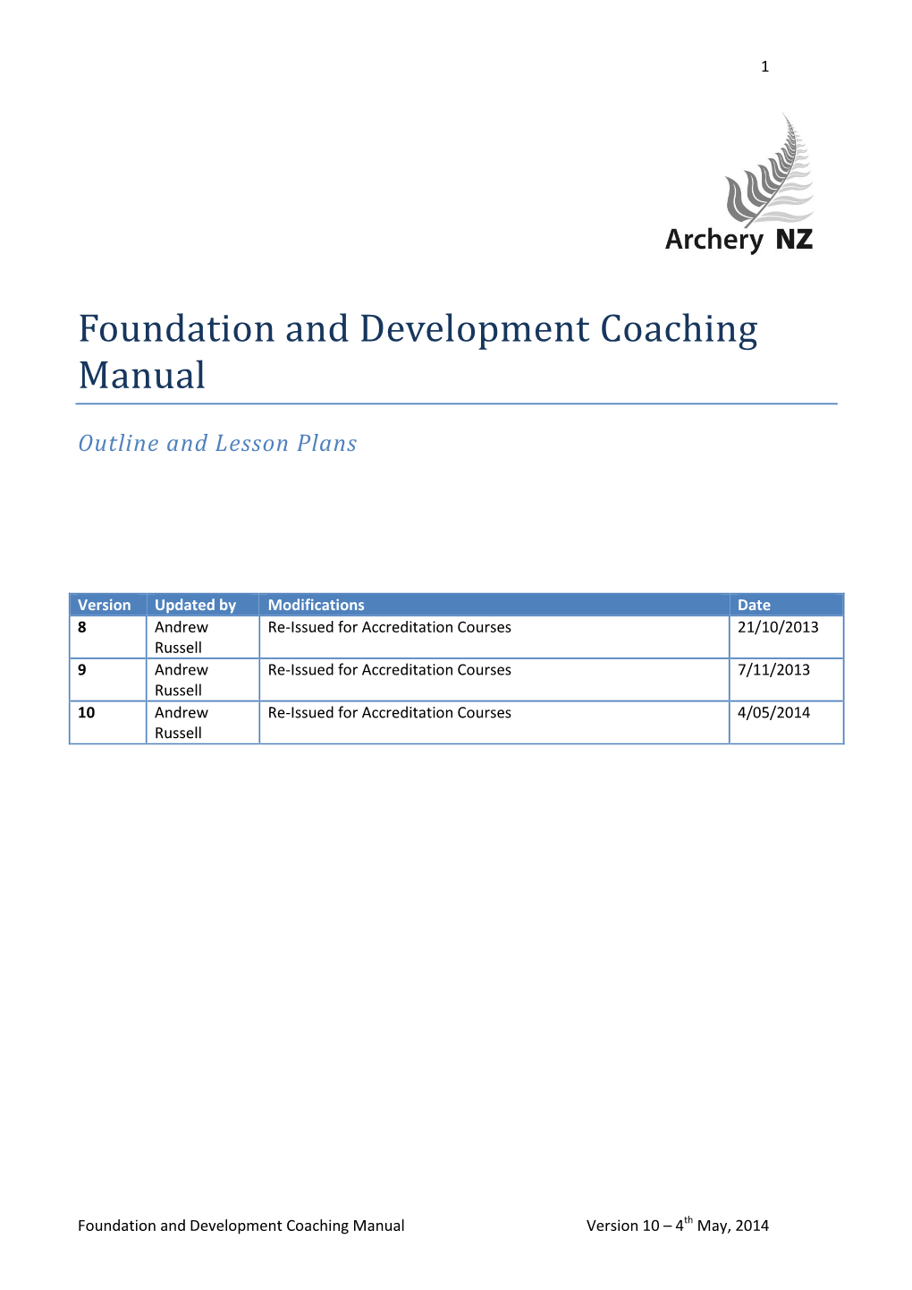 Foundation and Development Coaching Manual