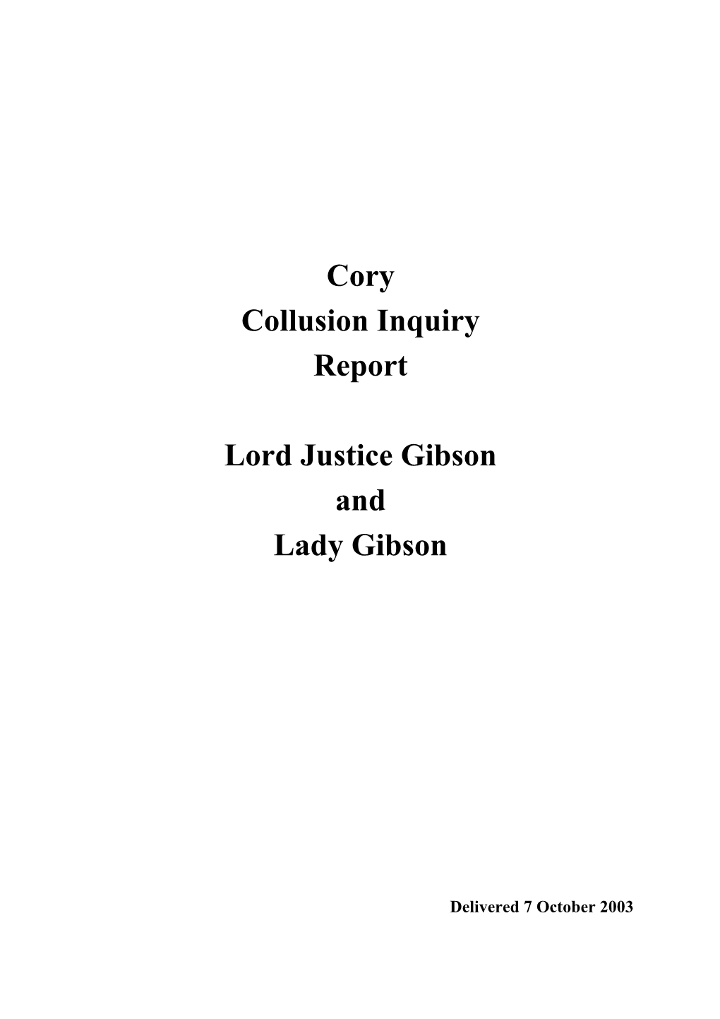 Cory Collusion Inquiry Report Lord Justice