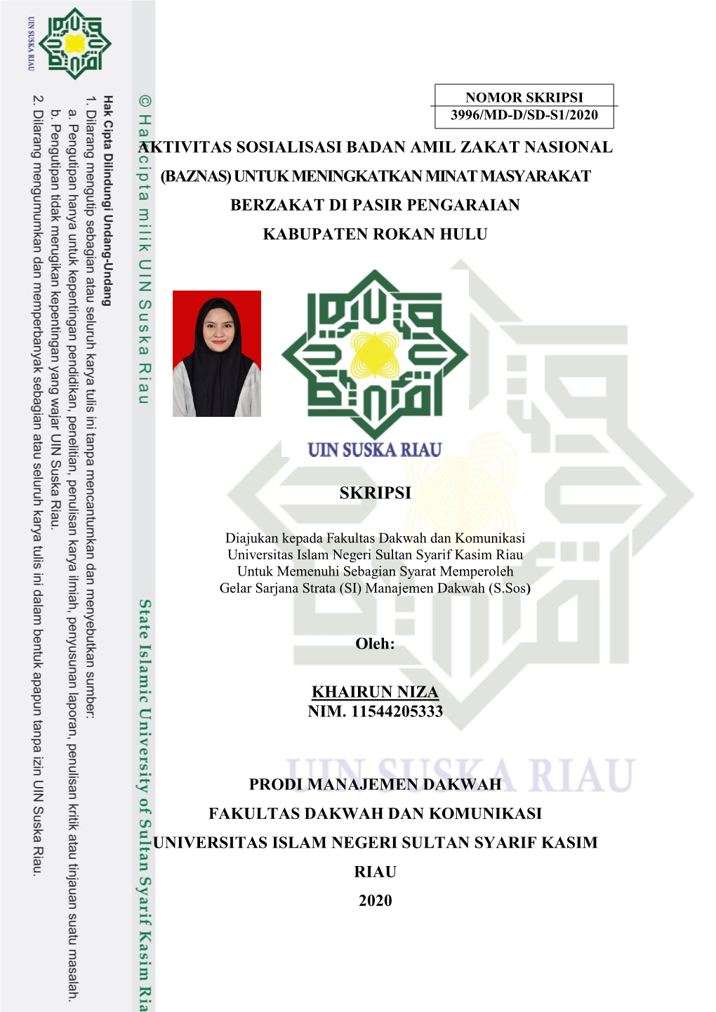 Aktivitas Sosialisasi Badan Amil Zakat Nasional (Baznas) Untuk Meningkatkan Minat Masyarakat Berzakat Di Pasir Pengaraian Kabupaten Rokan Hulu