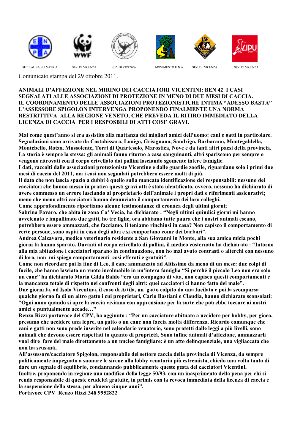 Comunicato Stampa CPV Del 31 Gennaio 2007-01-30