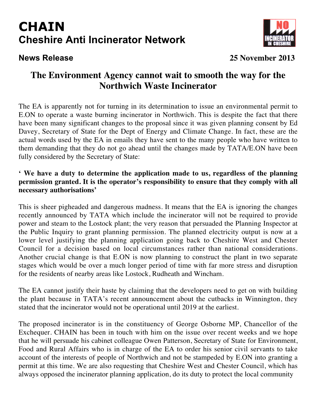 Here Have Been Many Significant Changes to the Proposal Since It Was Given Planning Consent by Ed Davey, Secretary of State for the Dept of Energy and Climate Change