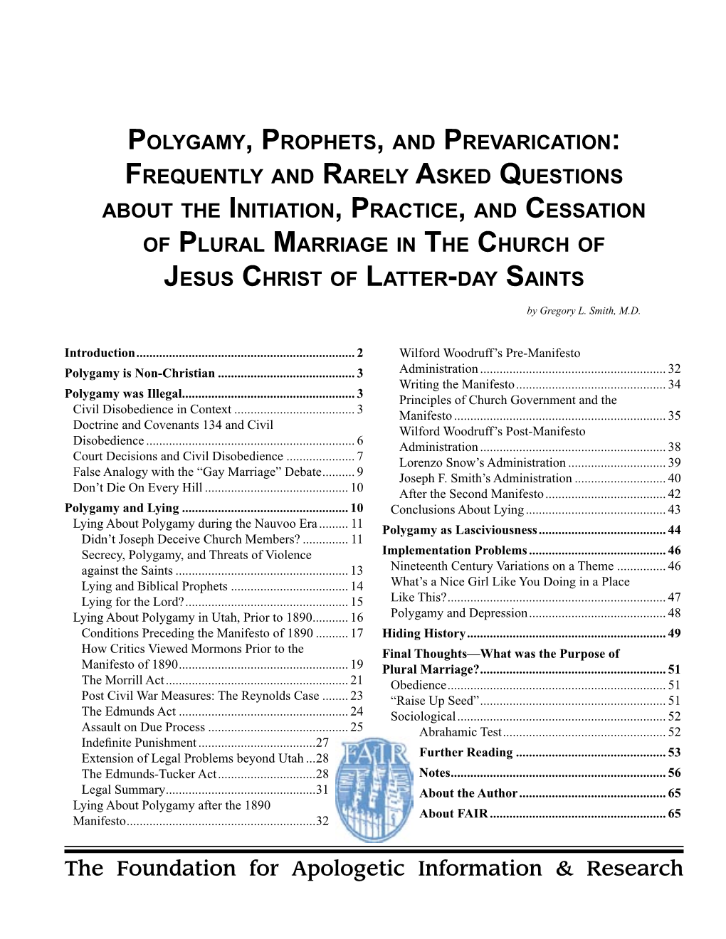 Polygamy, Prophets, and Prevarication