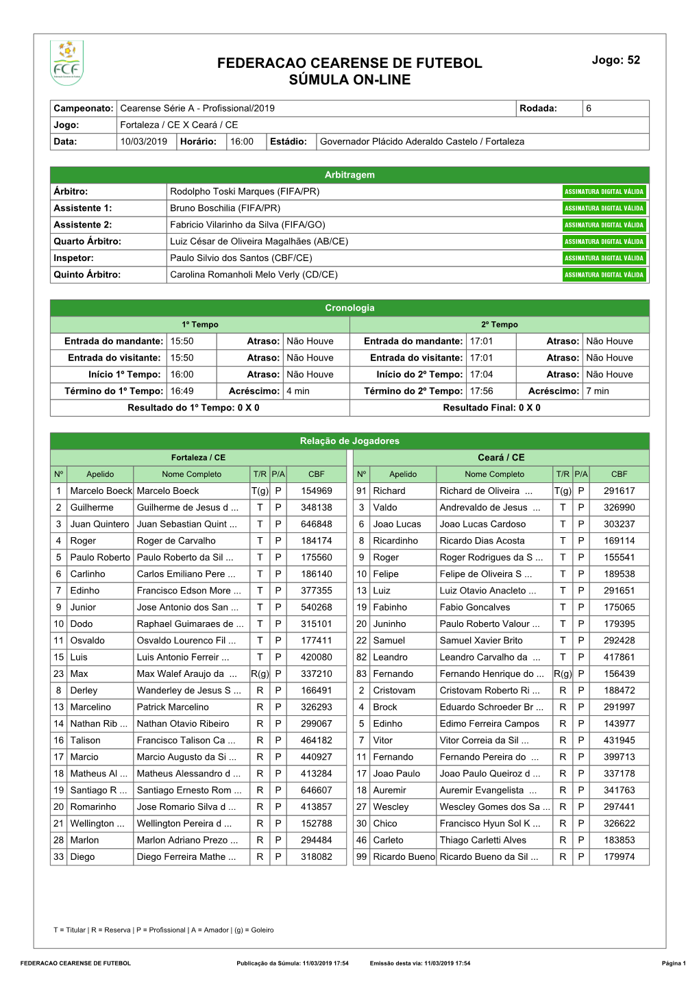 Federacao Cearense De Futebol Súmula On-Line