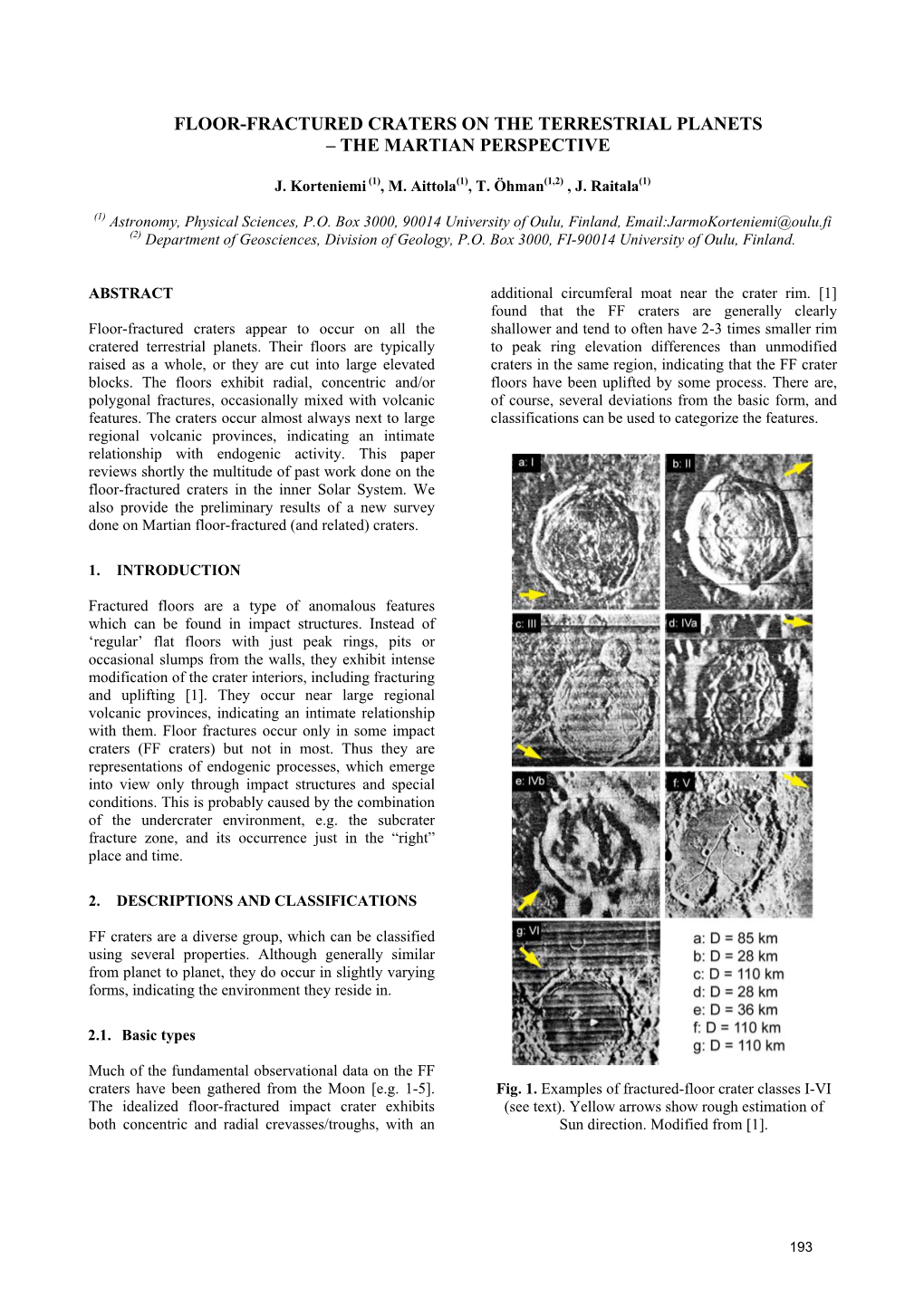 Floor-Fractured Craters on the Terrestrial Planets – the Martian Perspective