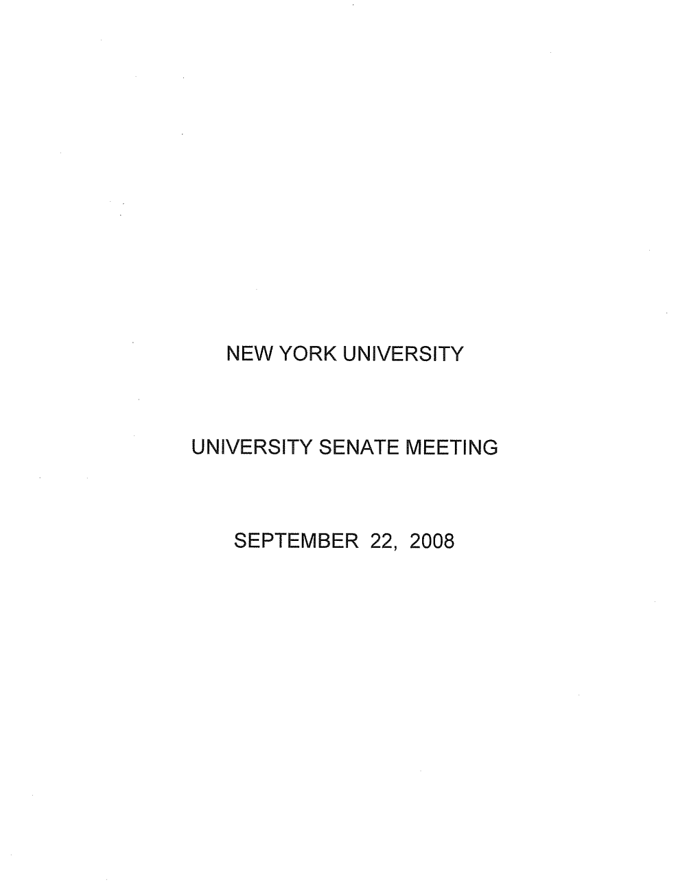 New York University University Senate Meeting