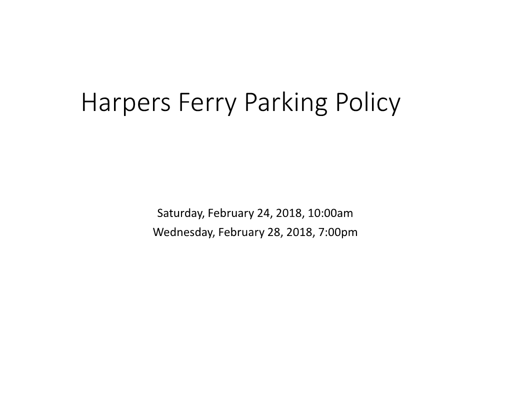 Harpers Ferry Parking Policy Presentation