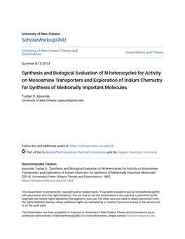 Synthesis and Biological Evaluation of N-Heterocycles for Activity On