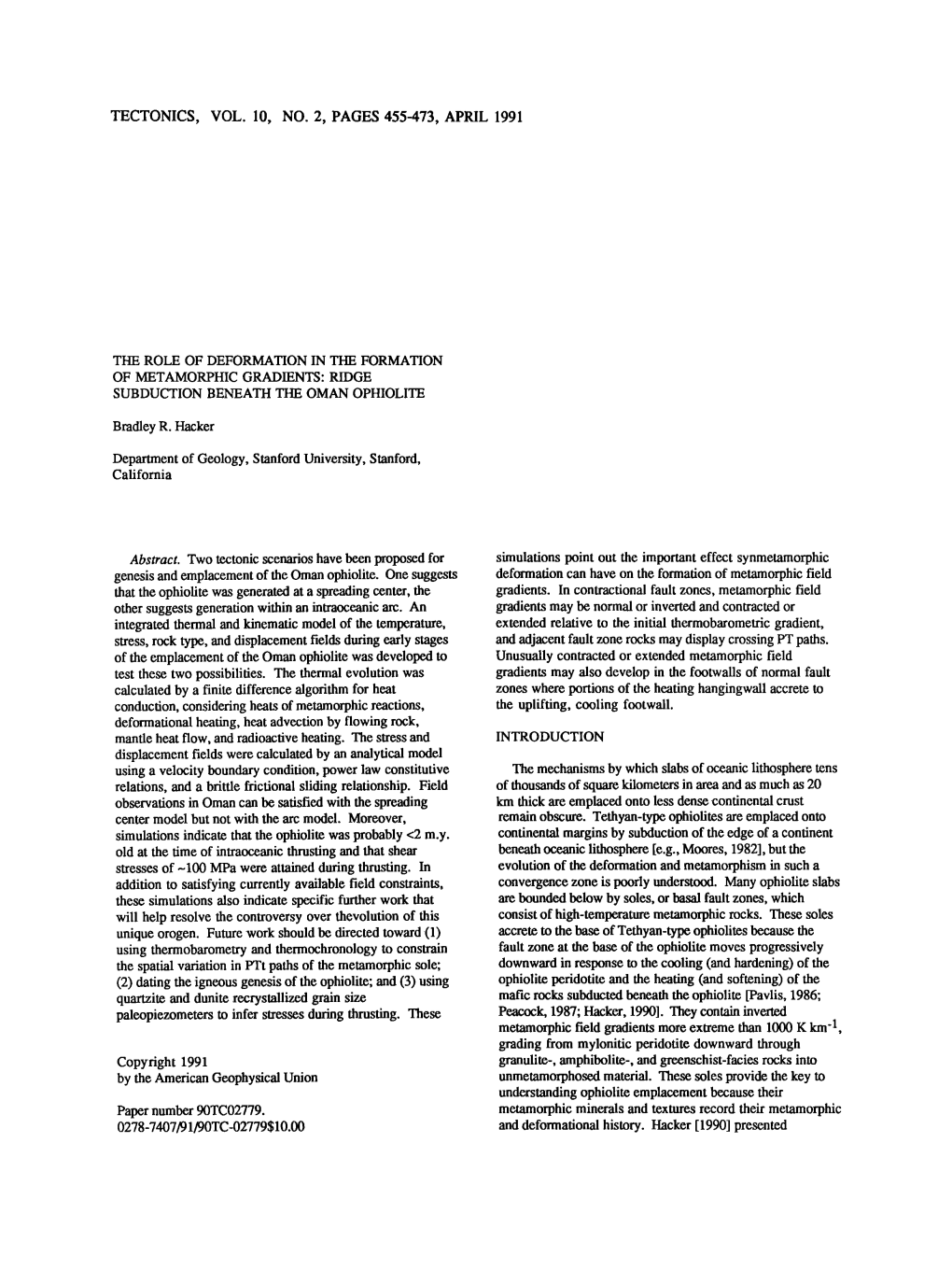 Ridge Subduction Beneath the Oman Ophiolite