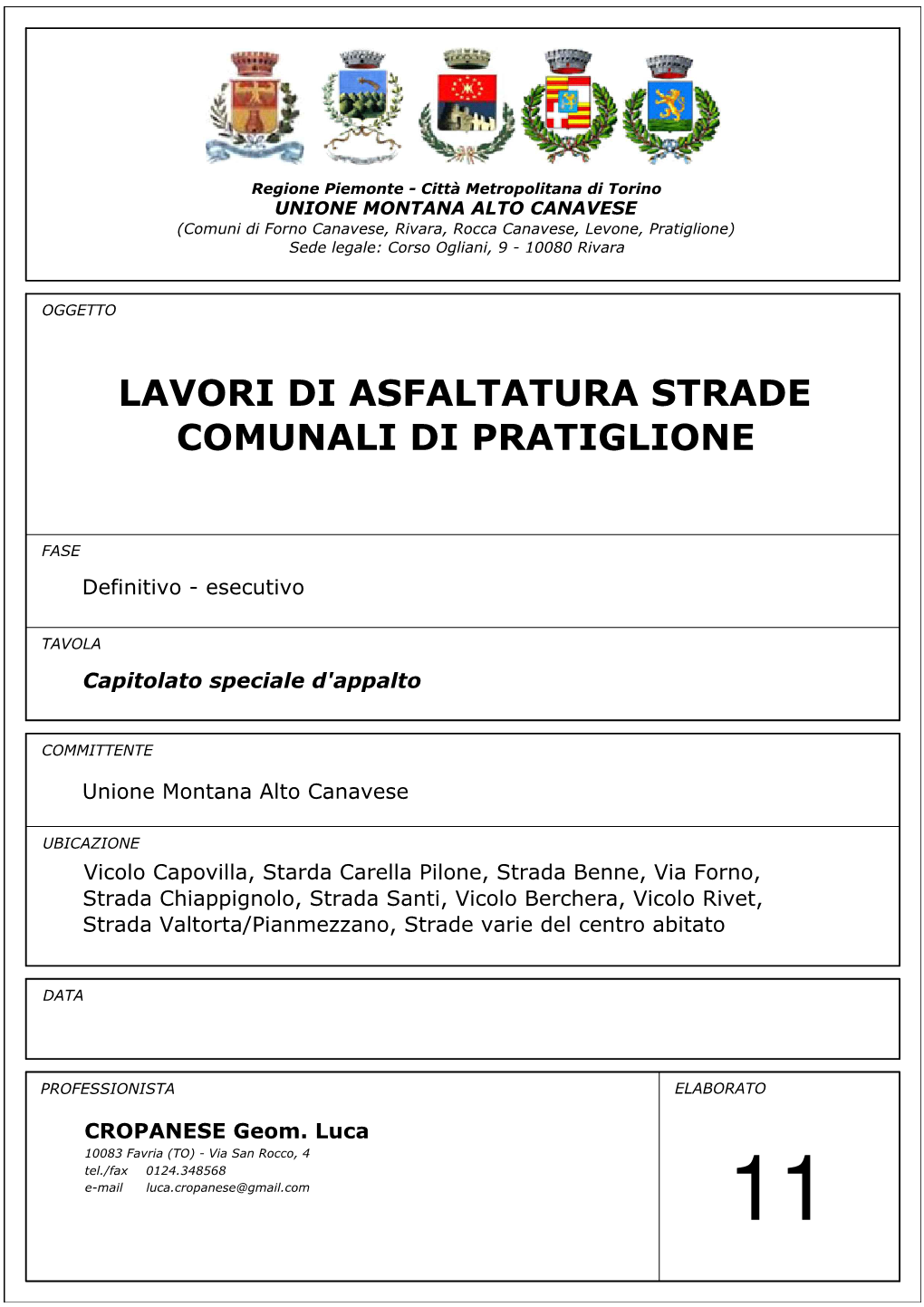 Lavori Di Asfaltatura Strade Comunali Di Pratiglione