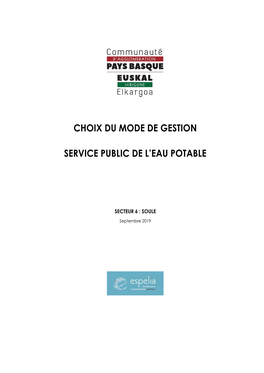 Choix Du Mode De Gestion Service Public De L'eau