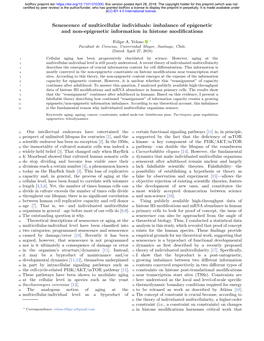 Senescence of Multicellular Individuals: Imbalance of Epigenetic and Non-Epigenetic Information in Histone Modiﬁcations