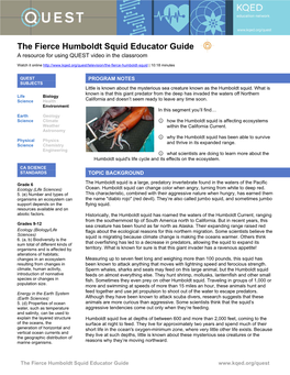 The Fierce Humboldt Squid Educator Guide