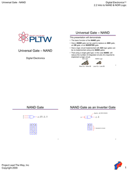 Universal Gate - NAND Digital Electronics 2.2 Intro to NAND & NOR Logic